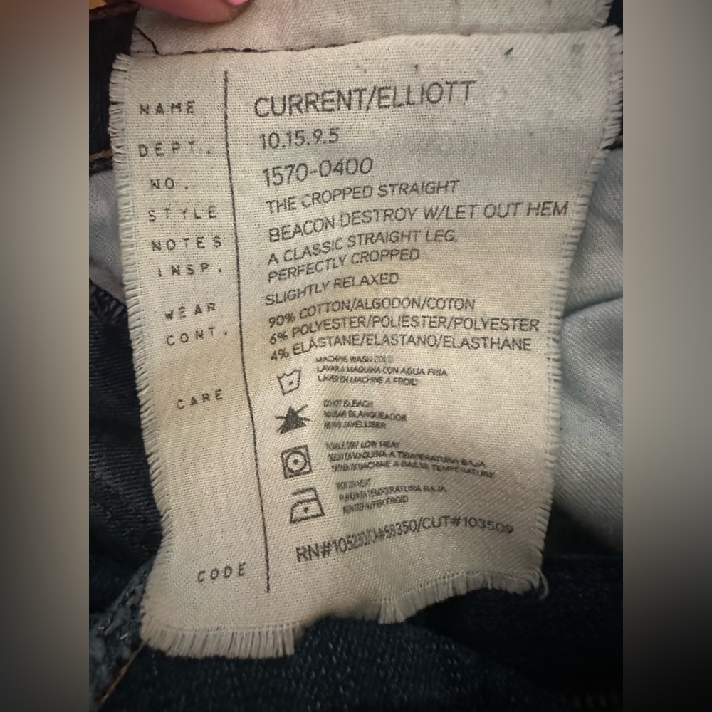 Current Elliott The Cropped Straight Jean, Size 25, Great Condition! - Picture 10 of 11